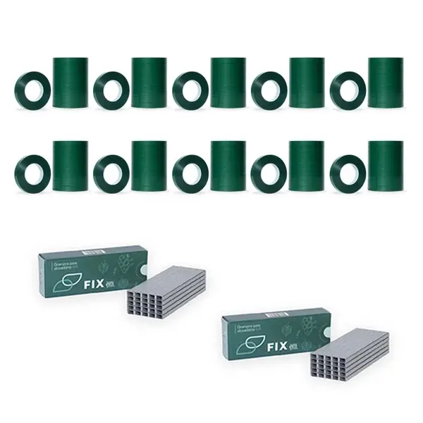Kit 10 pacotes de fita + 2 caixas de grampo